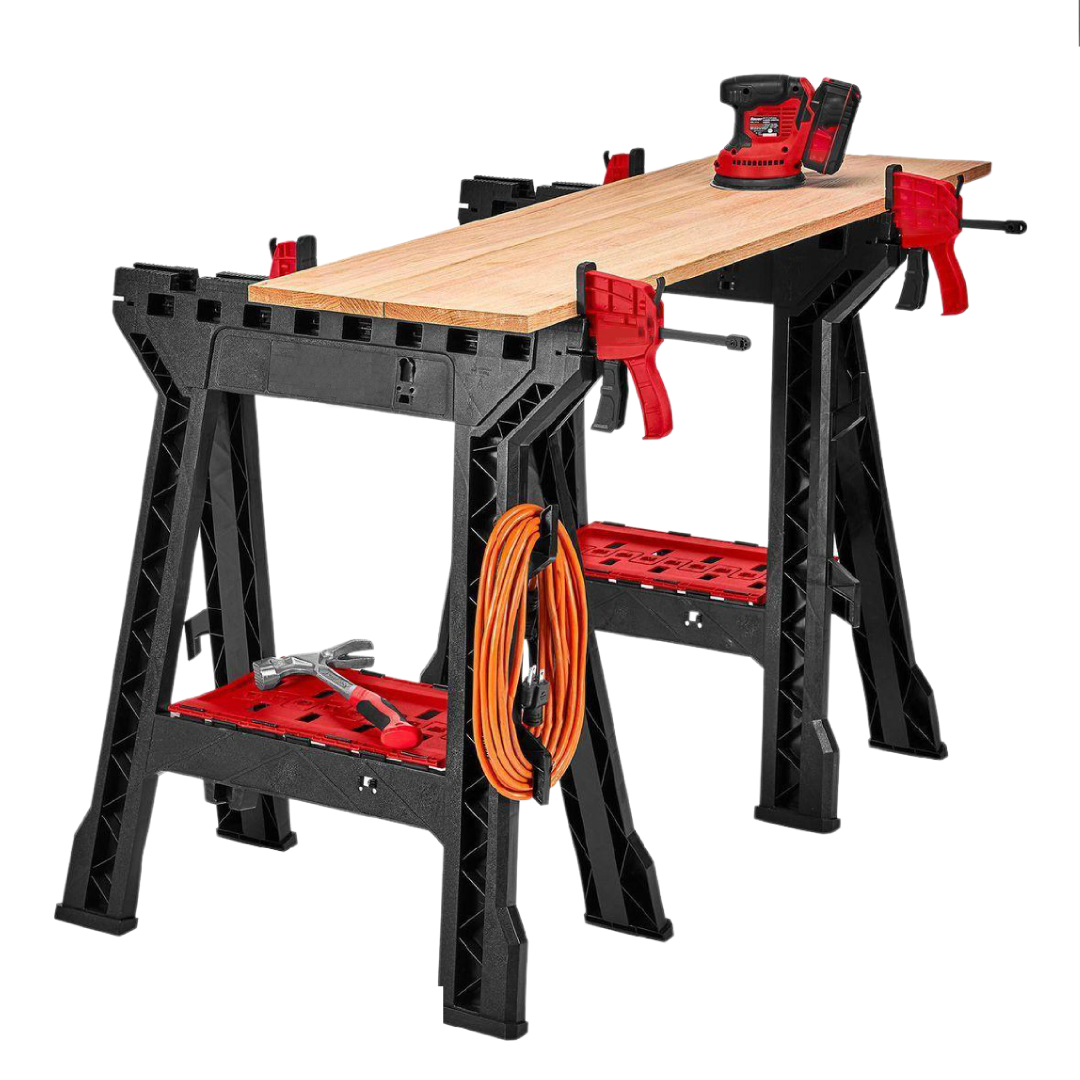 Polypropylene Folding Sawhorse with Bar Clamp